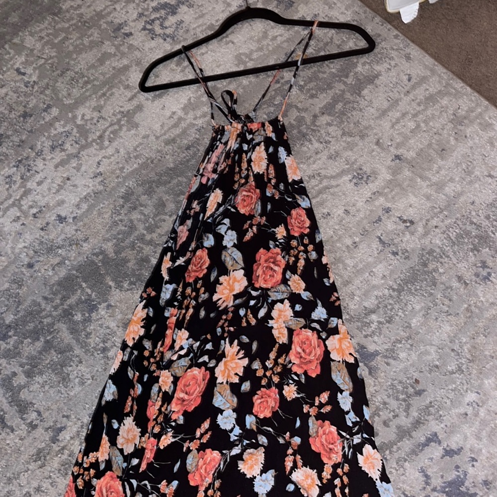 Haltered neck floral maxi dress